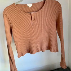 The Simple Folk Ribbed Long Sleeve Organic Cotton Henley Top